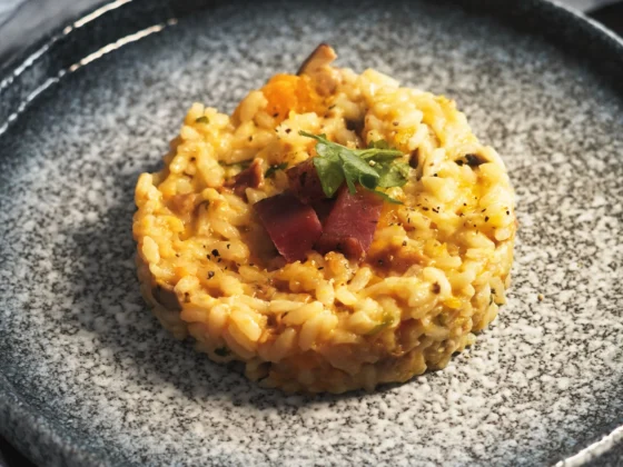 Risotto con zucca e funghi