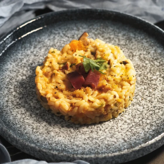 Risotto con zucca e funghi